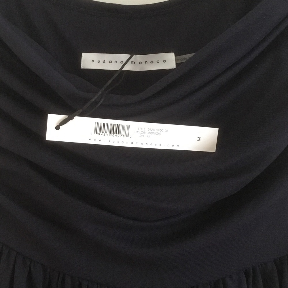 Susana Monaco Midnight Ruched Strapless Jumpsuit - Medium - Picture 3 of 9